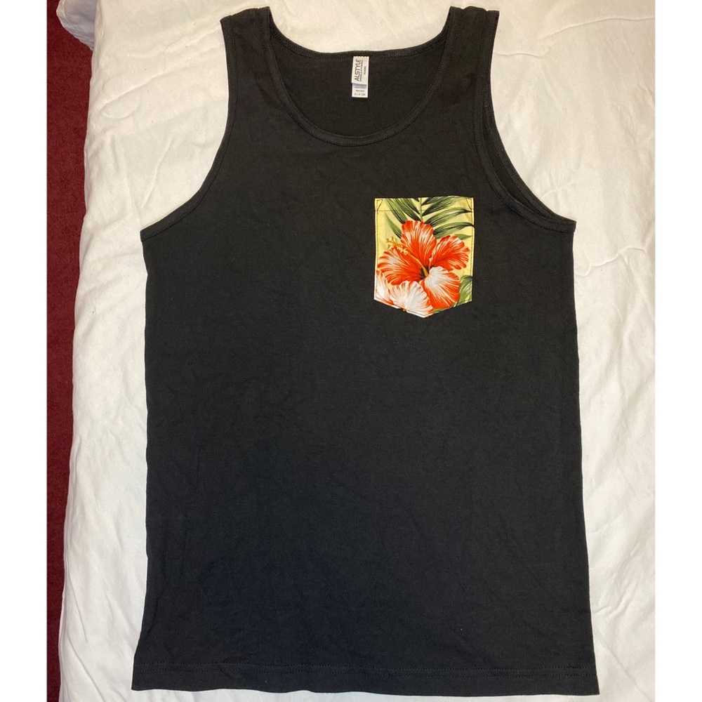 Alstyle Black Floral Tank Top